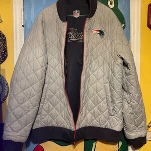 NFL Patriots Gray Quilted Bomber Jacket